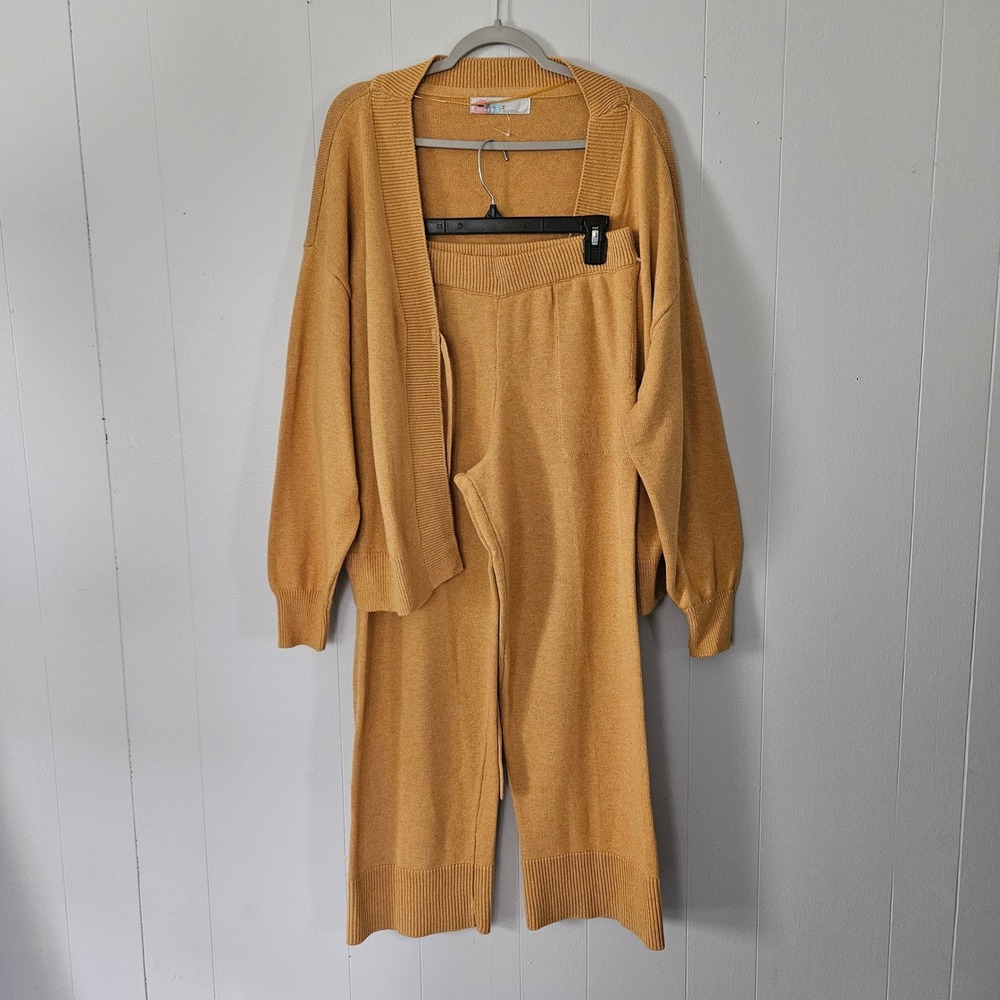 Free People Lounge Set Women Open Front Cardigan Knit Pants Cozy Size M